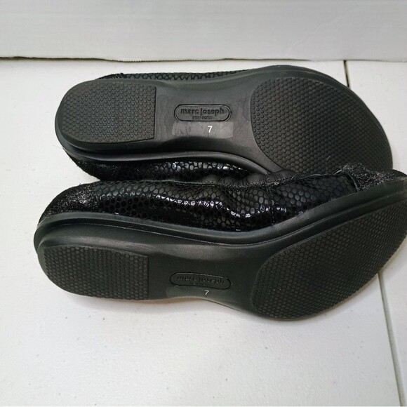 Marc Joseph NY Metallic Black Ballet Flats Reptile Print Leather Slip-On Size 7 - Picture 6 of 6